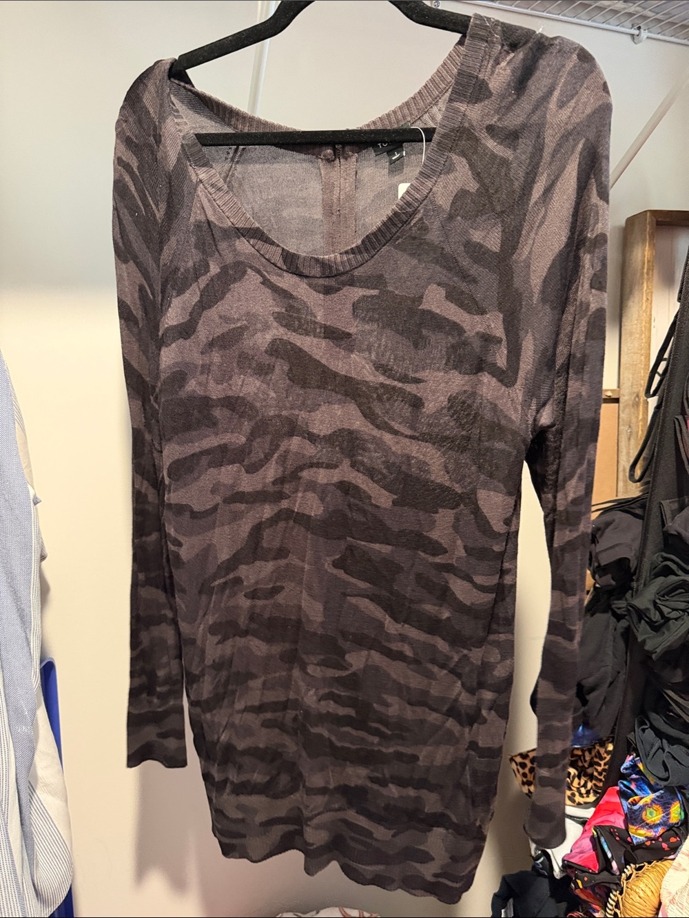 torrid Gray Camo Scoop Neck Long Sleeve Top NWT